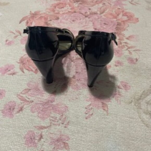 Black Patent Wedge  Dress Sandals - Picture 3 of 10